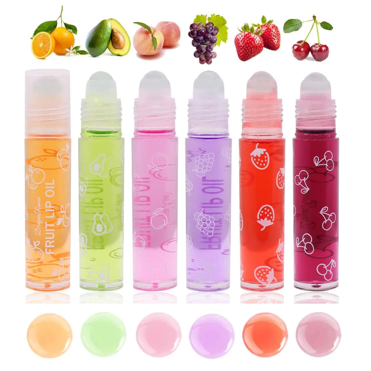 Baorder 6Pcs Roll-On Lip Gloss SetFruit Flavored Roll On Rollerball Lip OilTransparent Plumping Lip Gloss for Teens and KidsNon Toxic Lip-Makeup Set